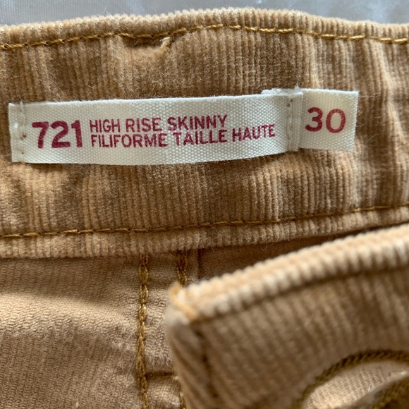 Levi’s 721 high rise skinny button front corduroy size 30 - Picture 3 of 12